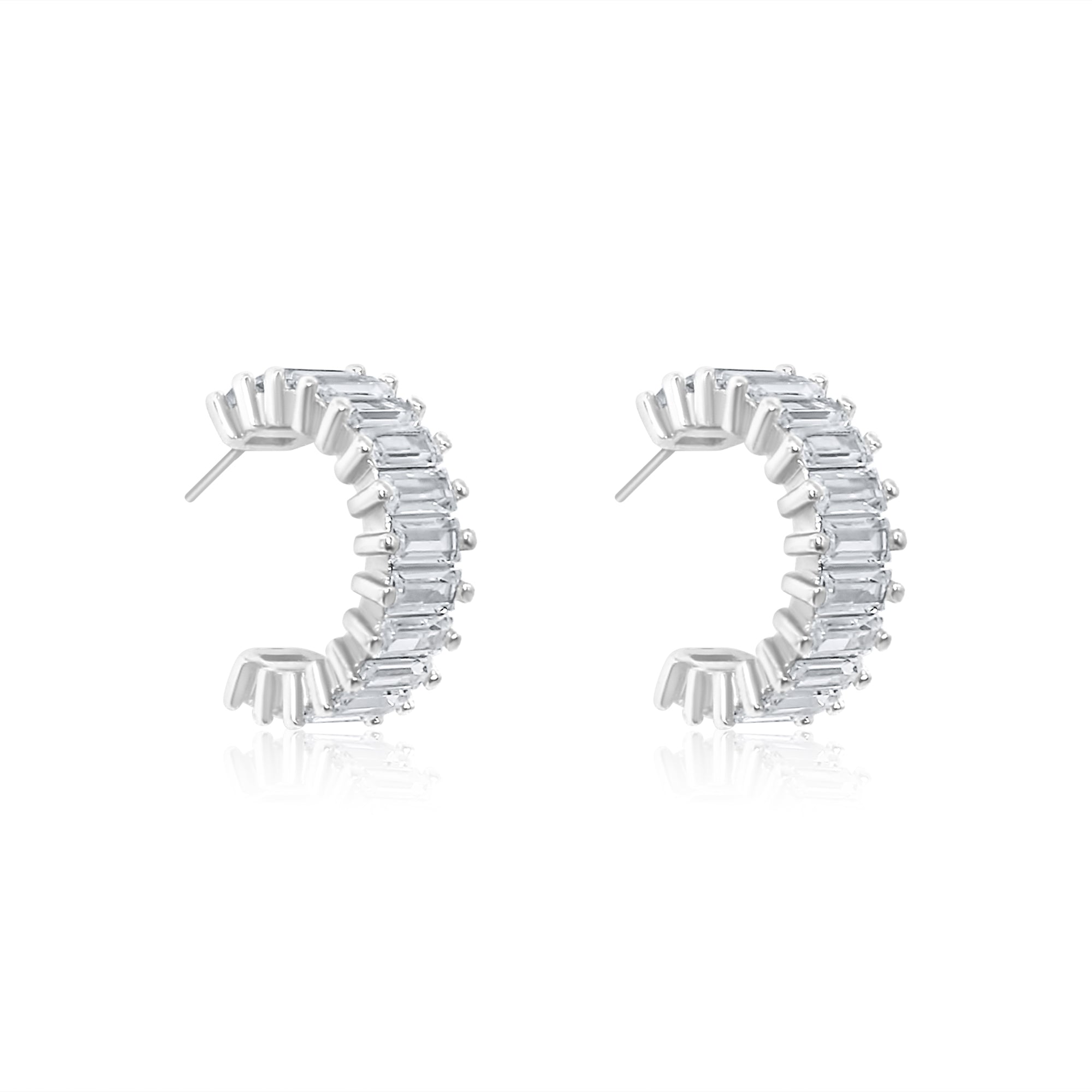 Baguette Mini Open Hoop Earrings
